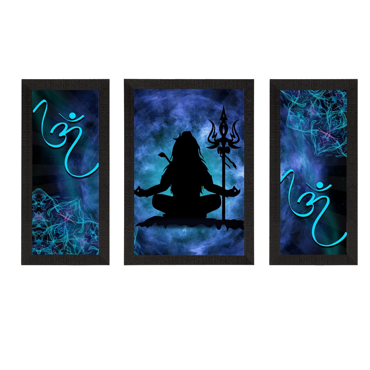 Set of 3 Lord Shiva Satin Matt Textured UV Art Painting Kafalo