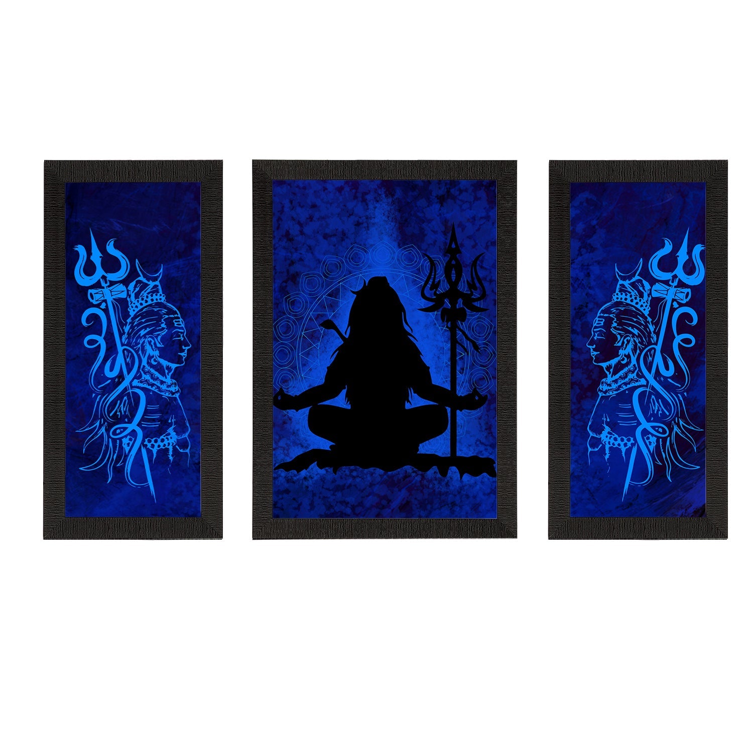 Set of 3 Lord Shiva Satin Matt Textured UV Art Painting Kafalo