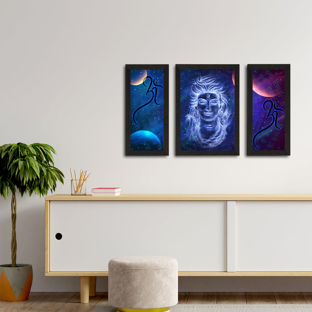 Set of 3 Lord Shiva Satin Matt Textured UV Art Painting Kafalo