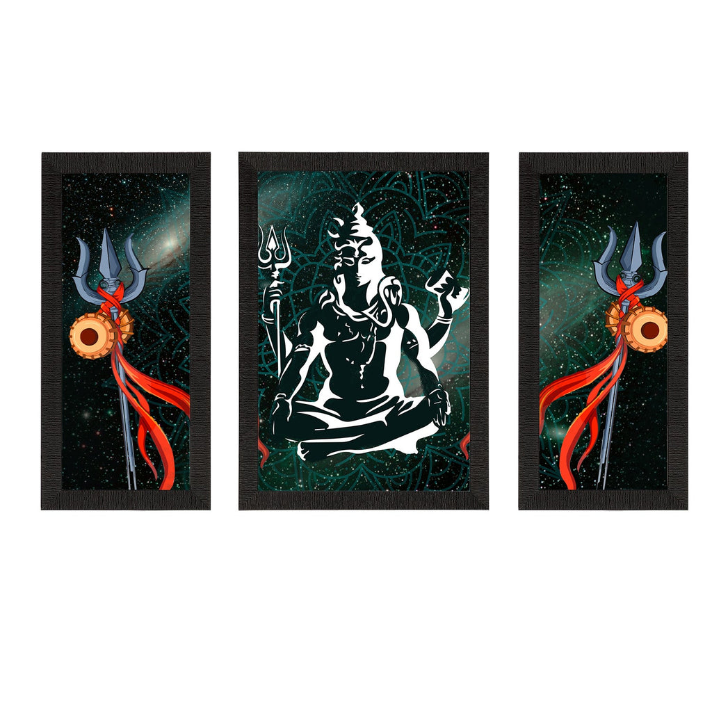 Set of 3 Lord Shiva Satin Matt Textured UV Art Painting Kafalo