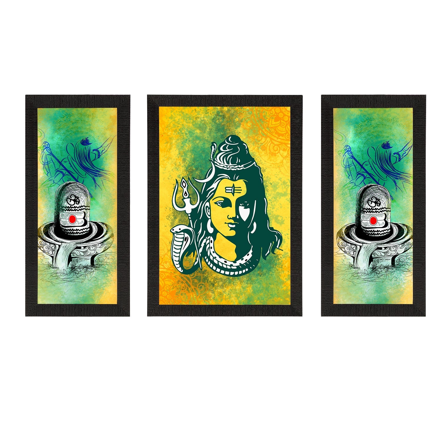 Set of 3 Lord Shiva Satin Matt Textured UV Art Painting Kafalo
