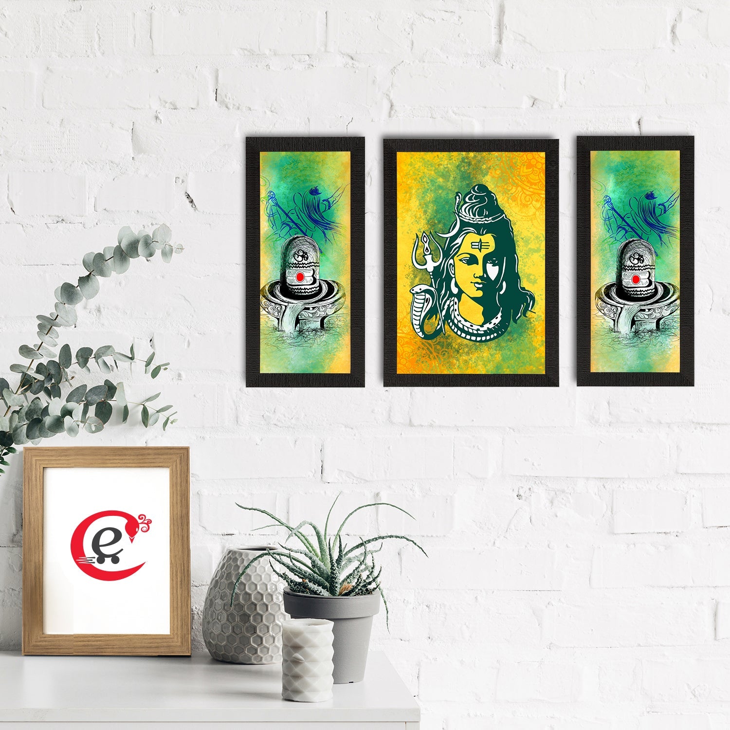 Set of 3 Lord Shiva Satin Matt Textured UV Art Painting Kafalo