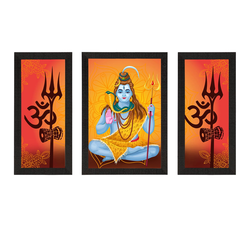 Set of 3 Lord Shiva Satin Matt Textured UV Art Painting Kafalo