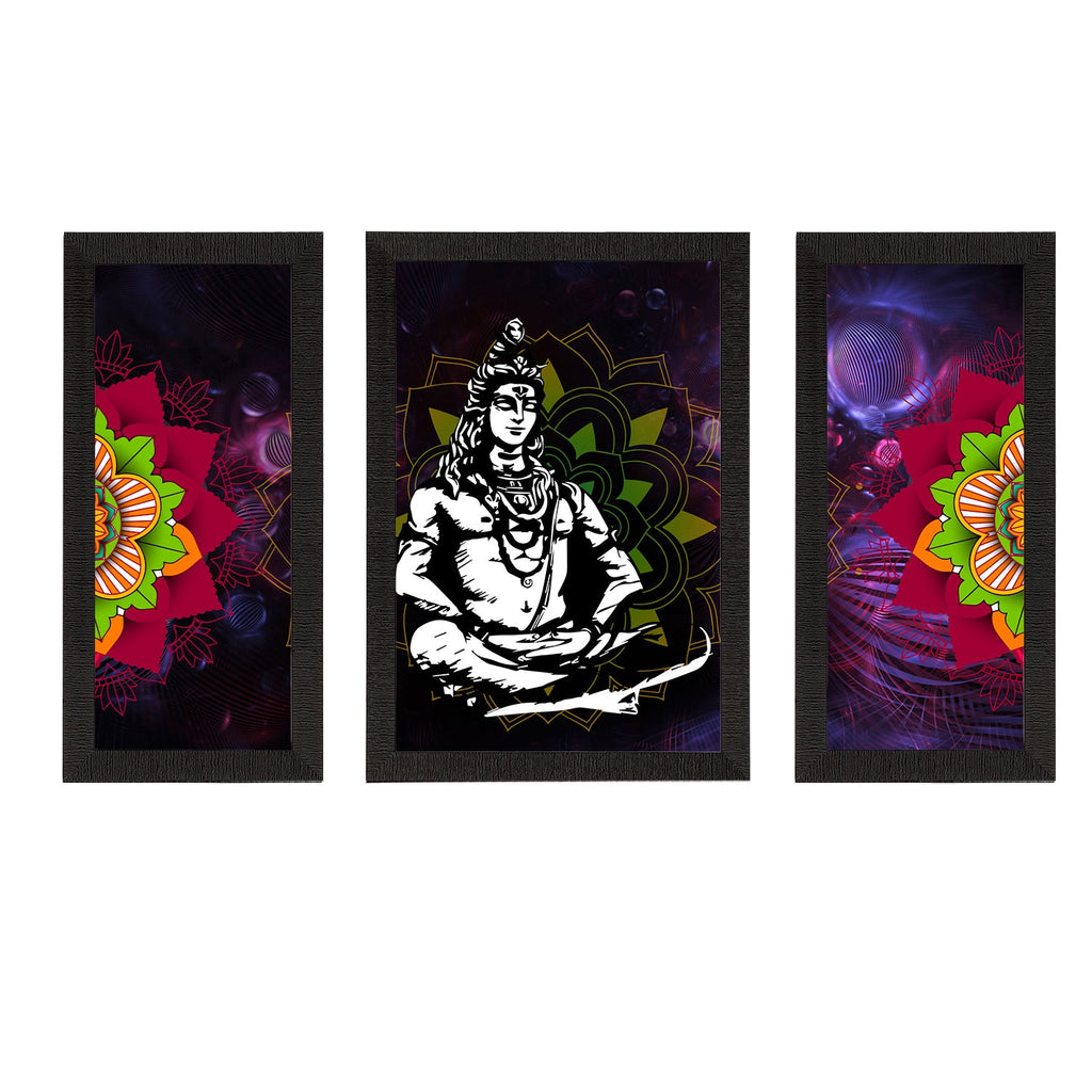 Set of 3 Lord Shiva Satin Matt Textured UV Art Painting Kafalo