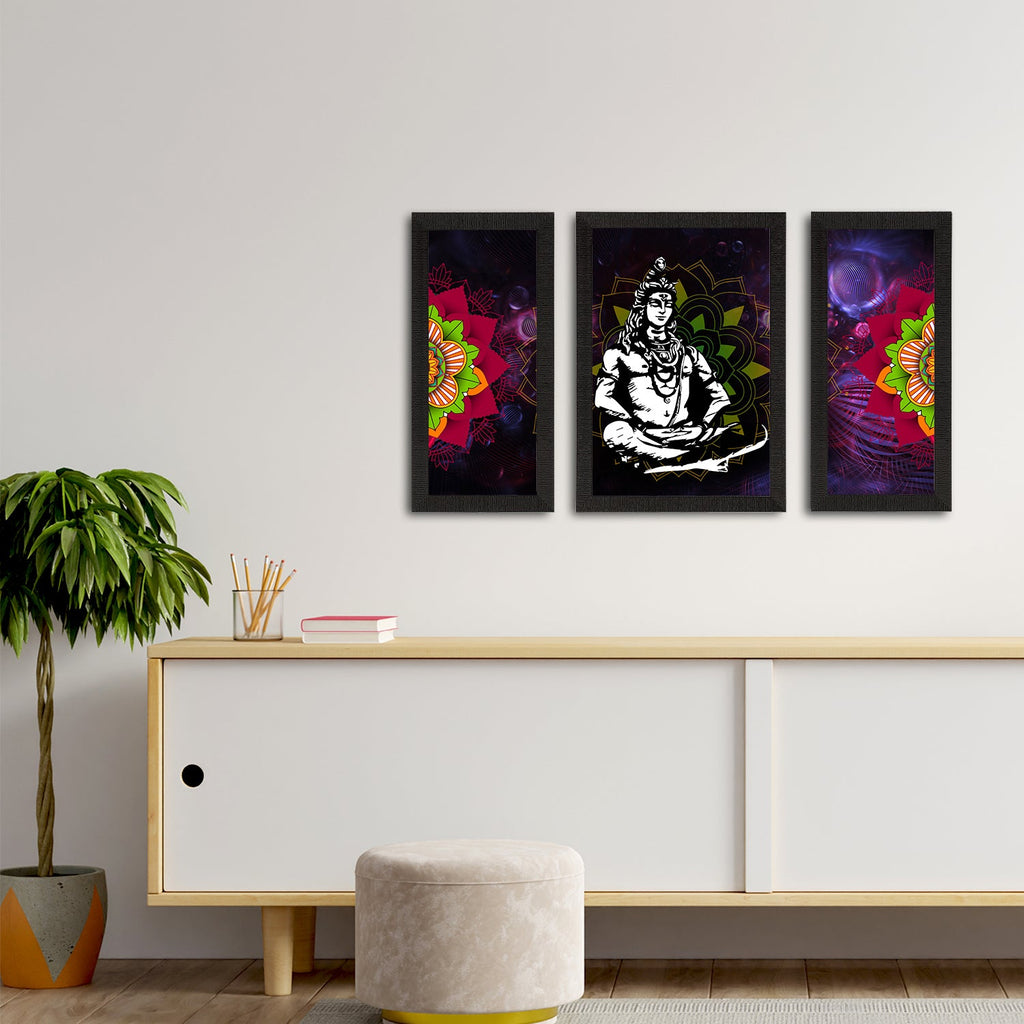 Set of 3 Lord Shiva Satin Matt Textured UV Art Painting Kafalo