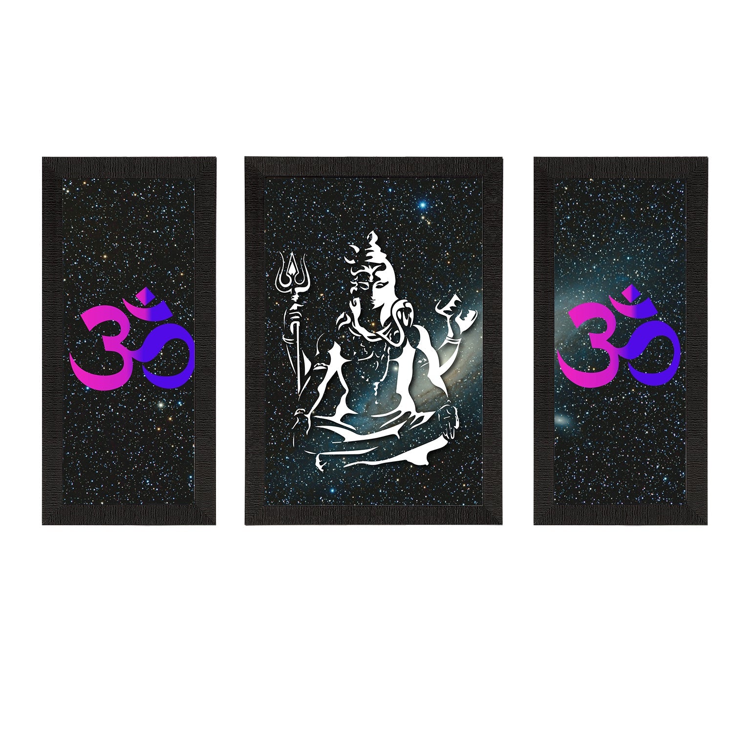 Set of 3 Lord Shiva Satin Matt Textured UV Art Painting Kafalo
