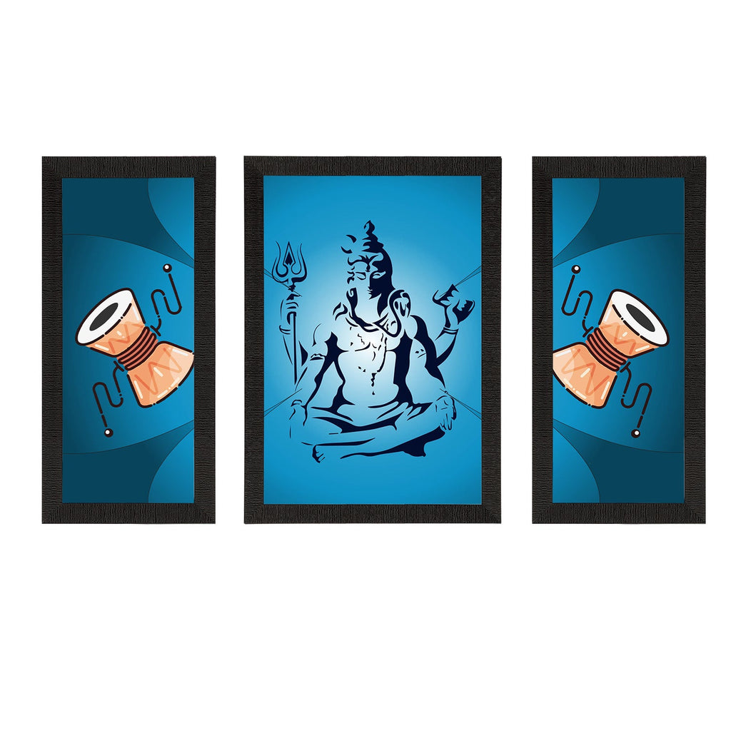 Set of 3 Lord Shiva Satin Matt Textured UV Art Painting Kafalo