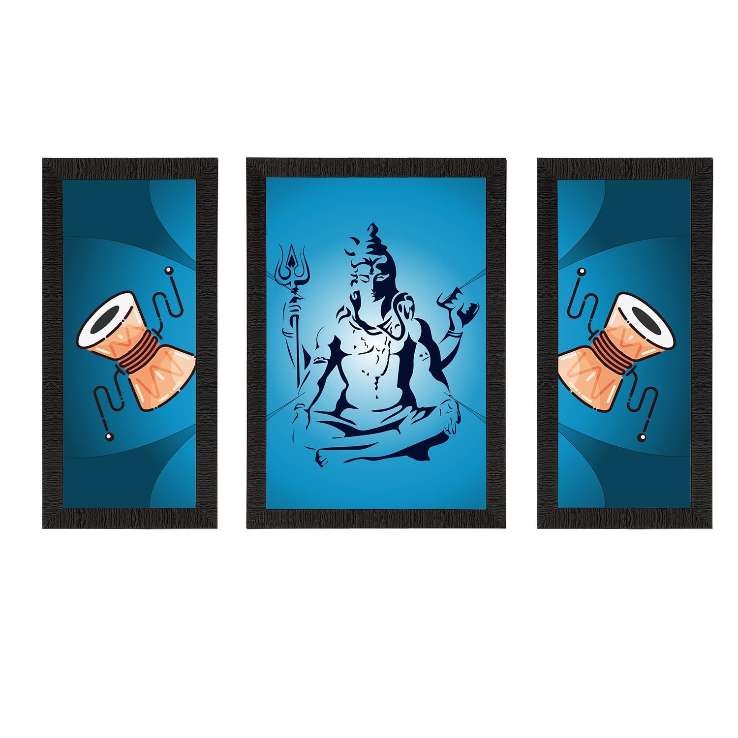 Set of 3 Lord Shiva Satin Matt Textured UV Art Painting Kafalo