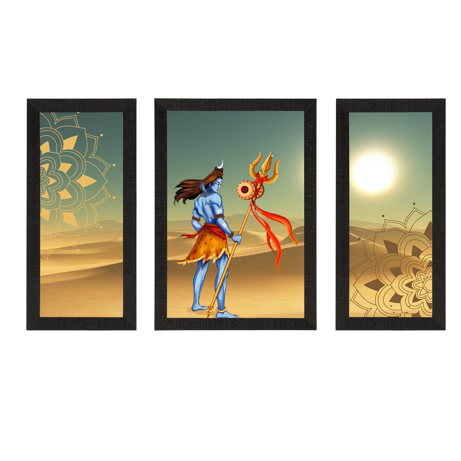 Set of 3 Lord Shiva Satin Matt Textured UV Art Painting Kafalo