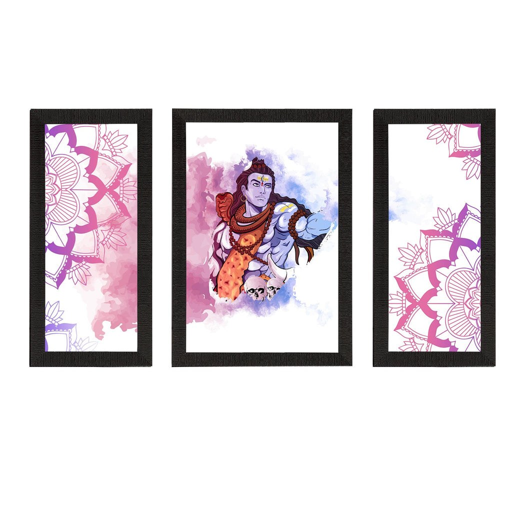 Set of 3 Lord Shiva Satin Matt Textured UV Art Painting Kafalo