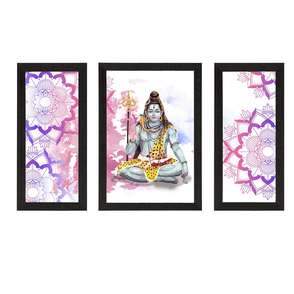 Set of 3 Lord Shiva Satin Matt Textured UV Art Painting Kafalo