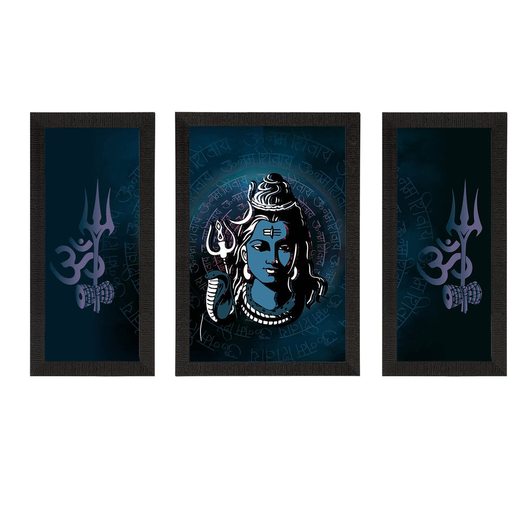 Set of 3 Lord Shiva Satin Matt Textured UV Art Painting Kafalo
