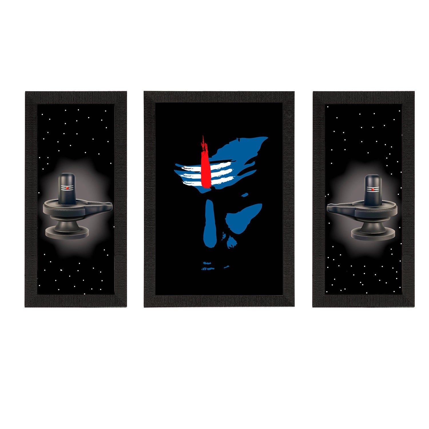 Set of 3 Lord Shiva Satin Matt Textured UV Art Painting Kafalo