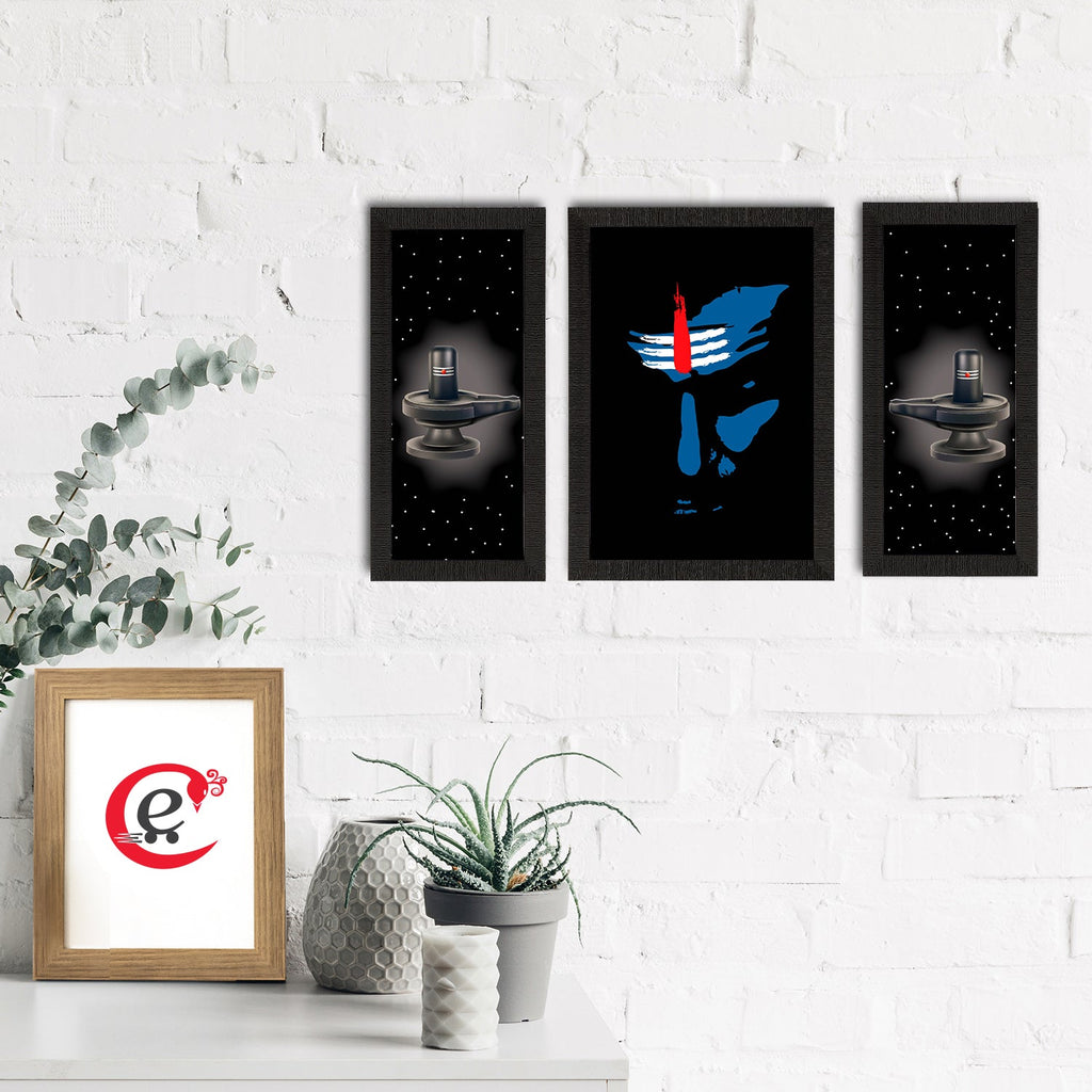 Set of 3 Lord Shiva Satin Matt Textured UV Art Painting Kafalo