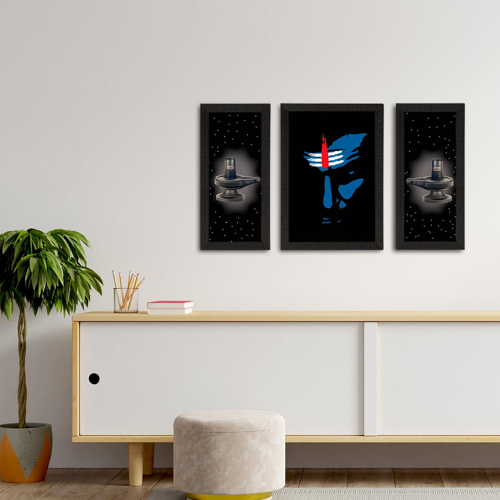 Set of 3 Lord Shiva Satin Matt Textured UV Art Painting Kafalo