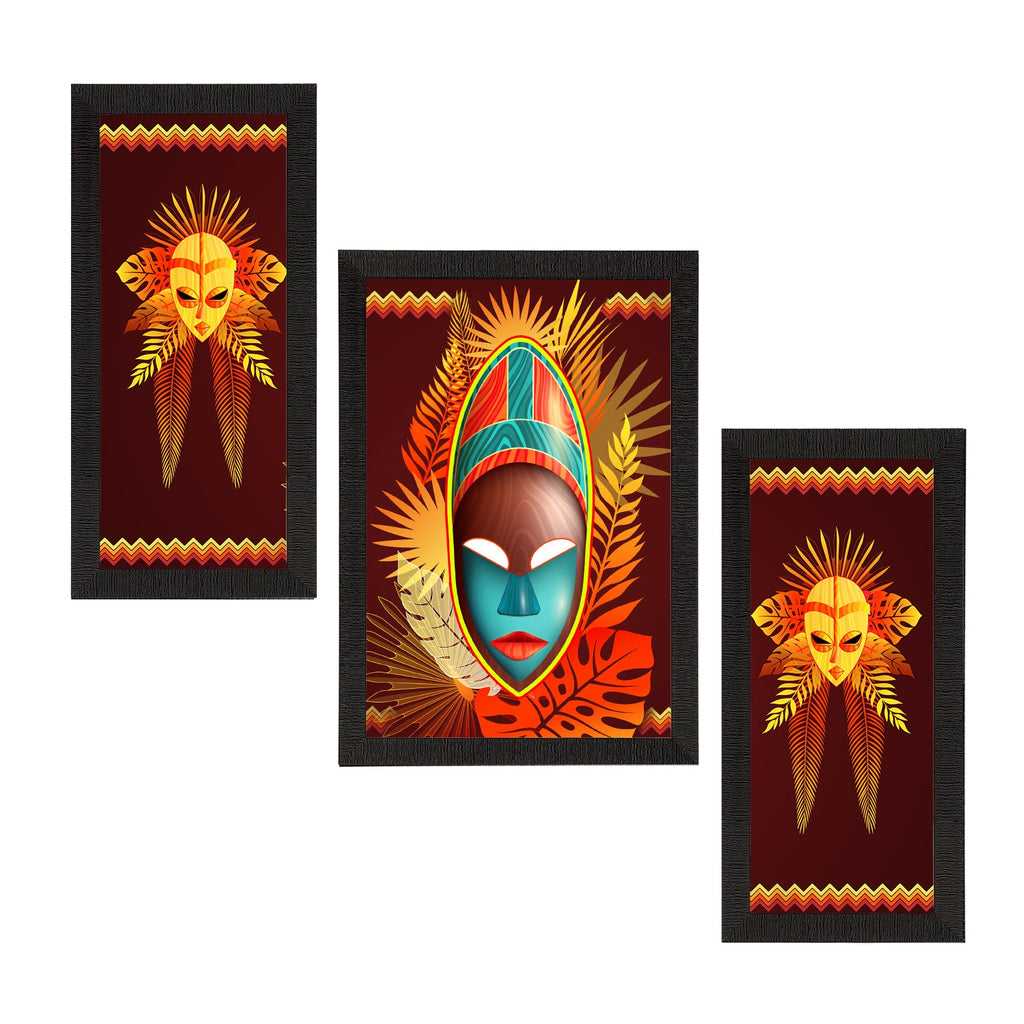 Set of 3 Tribal Theme Satin Matt Textured UV Art Painting Kafalo