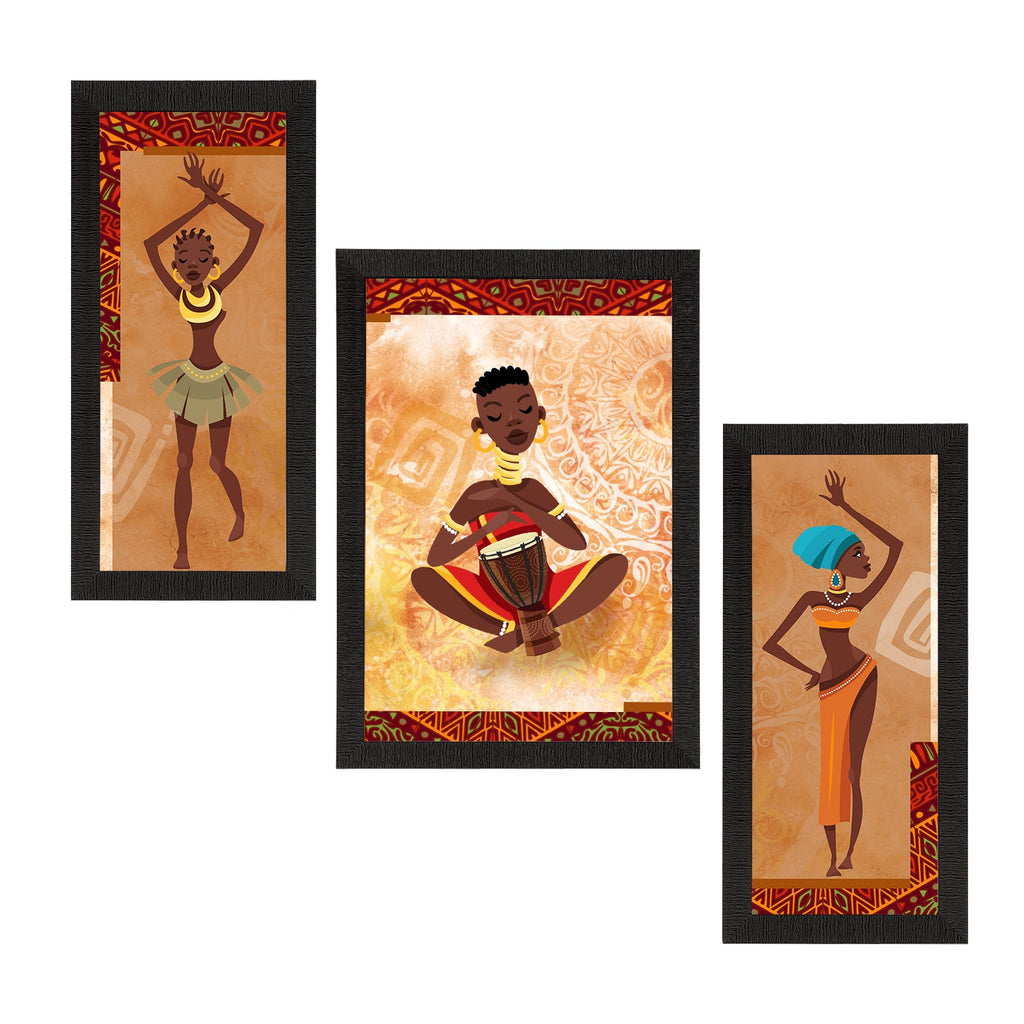 Set of 3 Tribal Theme Satin Matt Textured UV Art Painting Kafalo