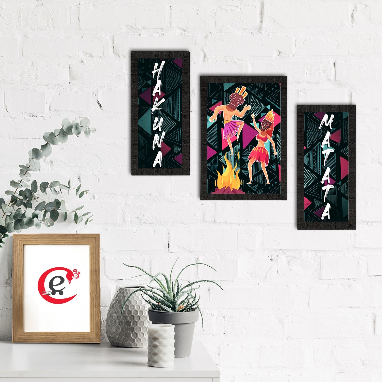 Set of 3 Tribal Theme Satin Matt Textured UV Art Painting Kafalo