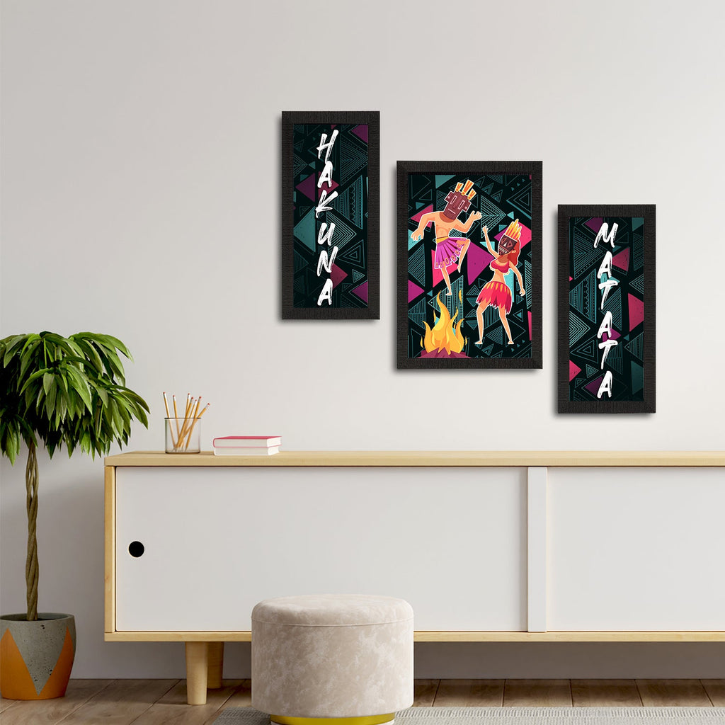 Set of 3 Tribal Theme Satin Matt Textured UV Art Painting Kafalo