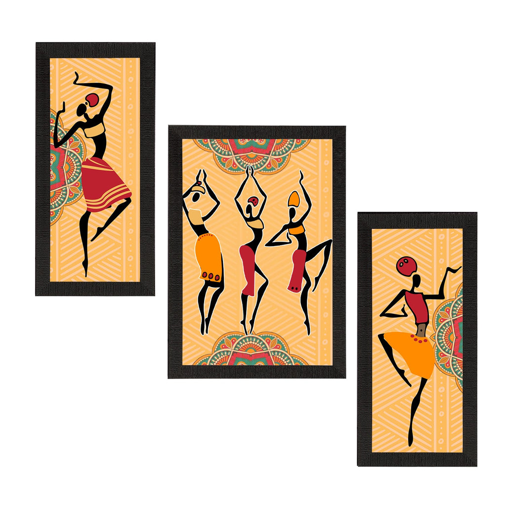 Set of 3 Tribal Theme Satin Matt Textured UV Art Painting Kafalo