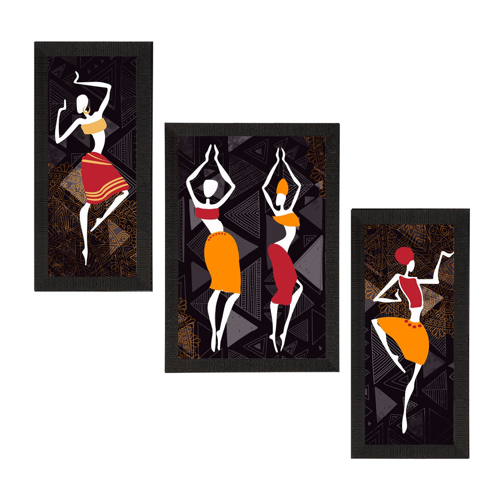 Set of 3 Tribal Theme Satin Matt Textured UV Art Painting Kafalo
