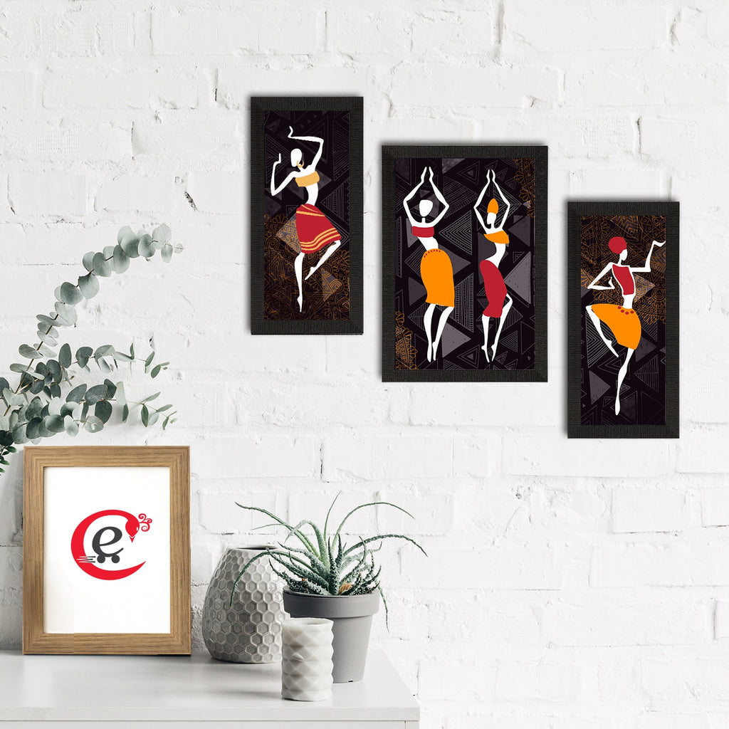 Set of 3 Tribal Theme Satin Matt Textured UV Art Painting Kafalo