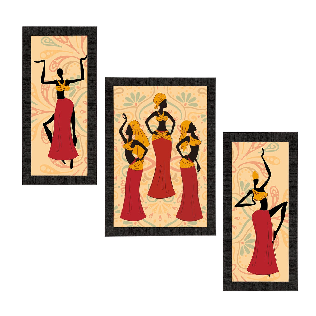 Set of 3 Tribal Theme Satin Matt Textured UV Art Painting Kafalo
