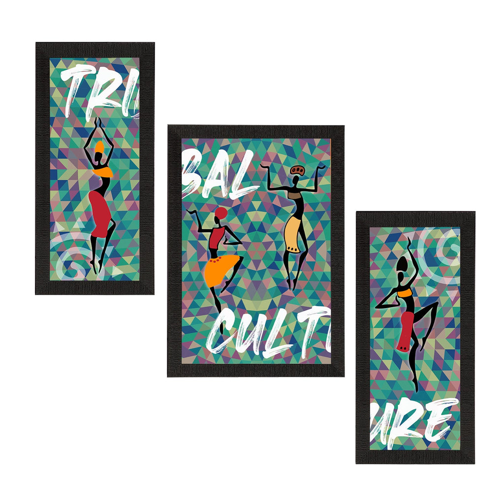 Set of 3 Tribal Theme Satin Matt Textured UV Art Painting Kafalo