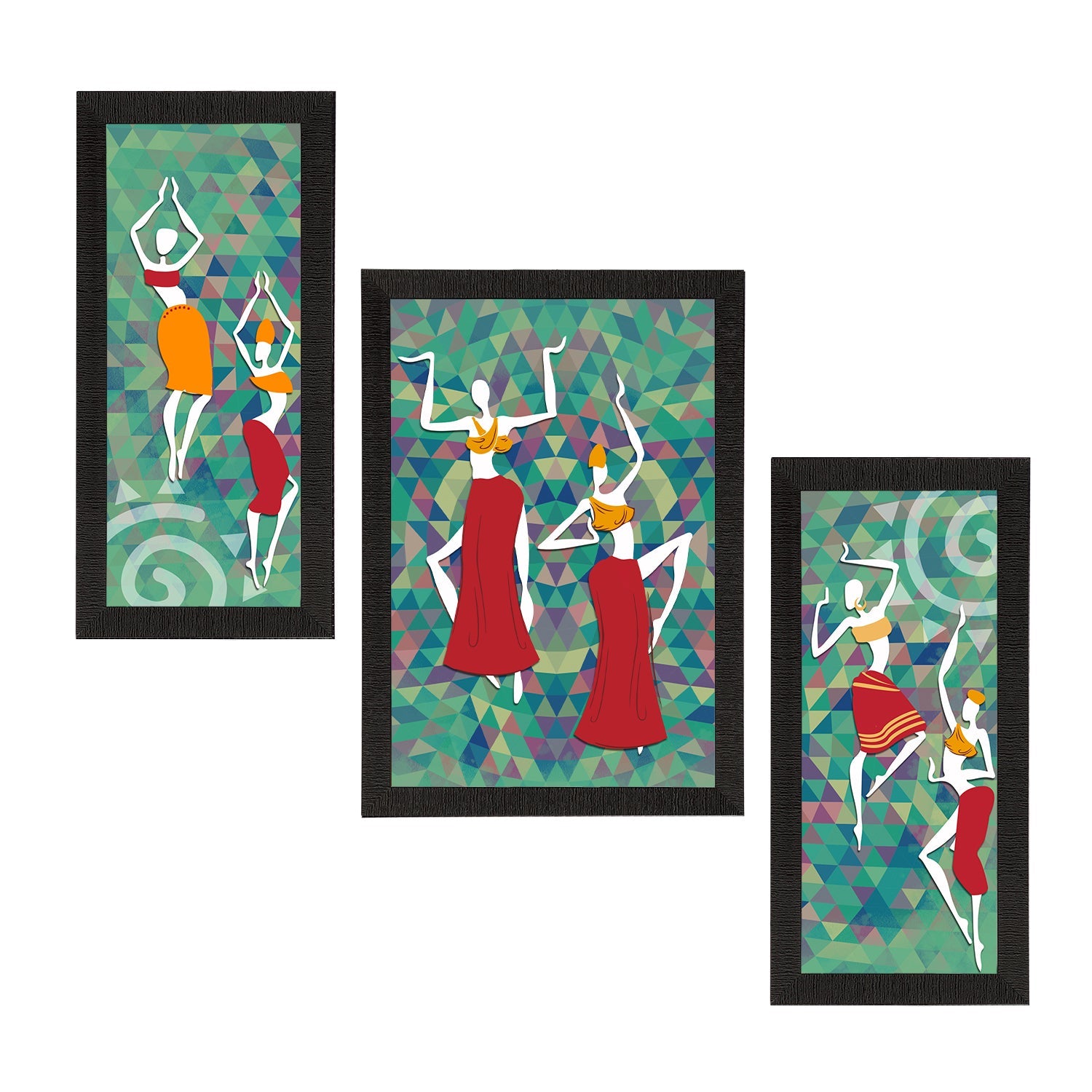 Set of 3 Tribal Theme Satin Matt Textured UV Art Painting Kafalo