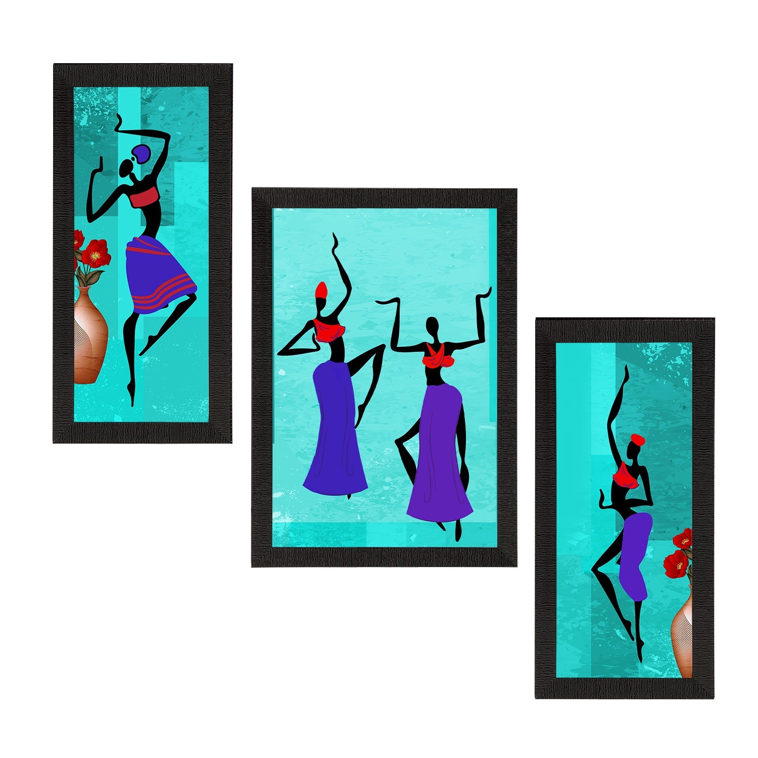 Set of 3 Tribal Theme Satin Matt Textured UV Art Painting Kafalo