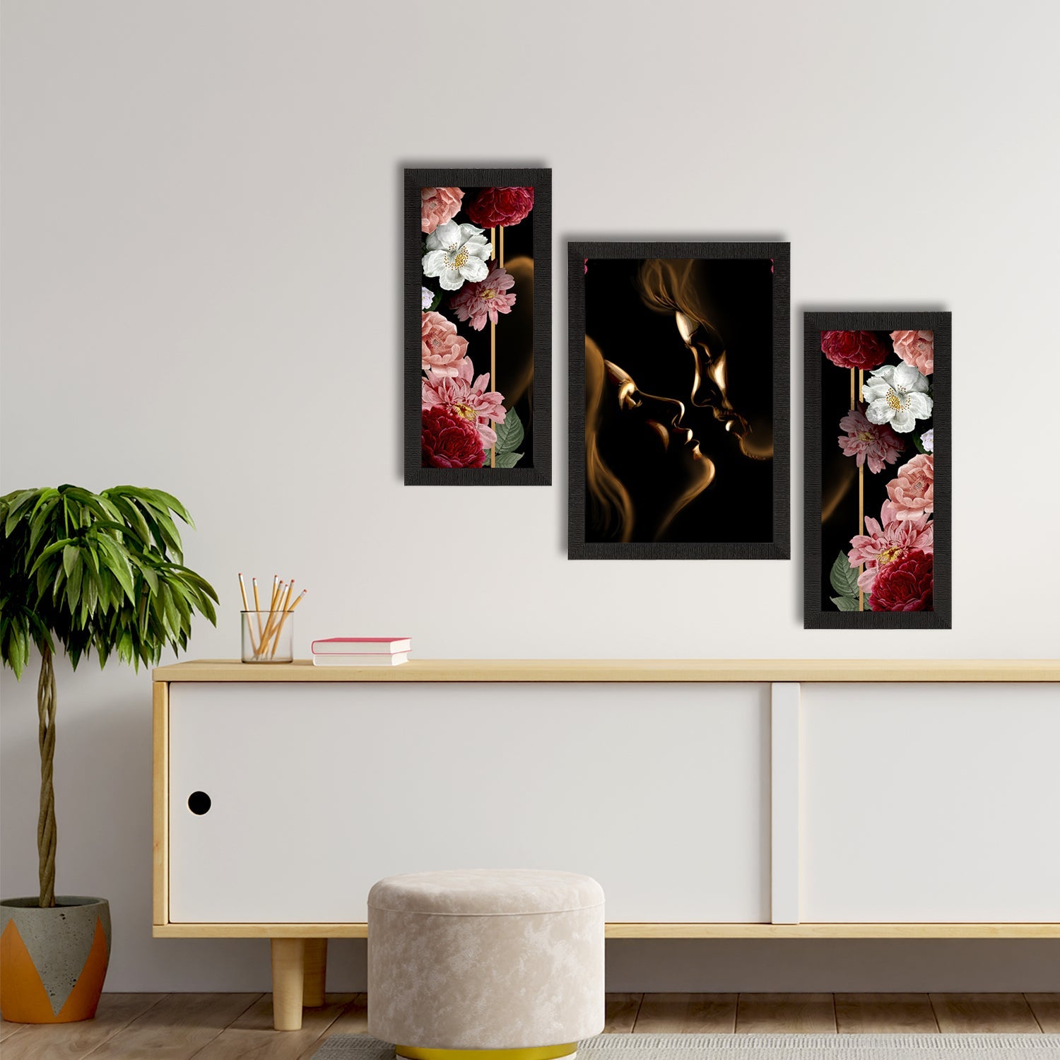 Set of 3 Love Theme Satin Matt Texture UV Art Painting Kafalo