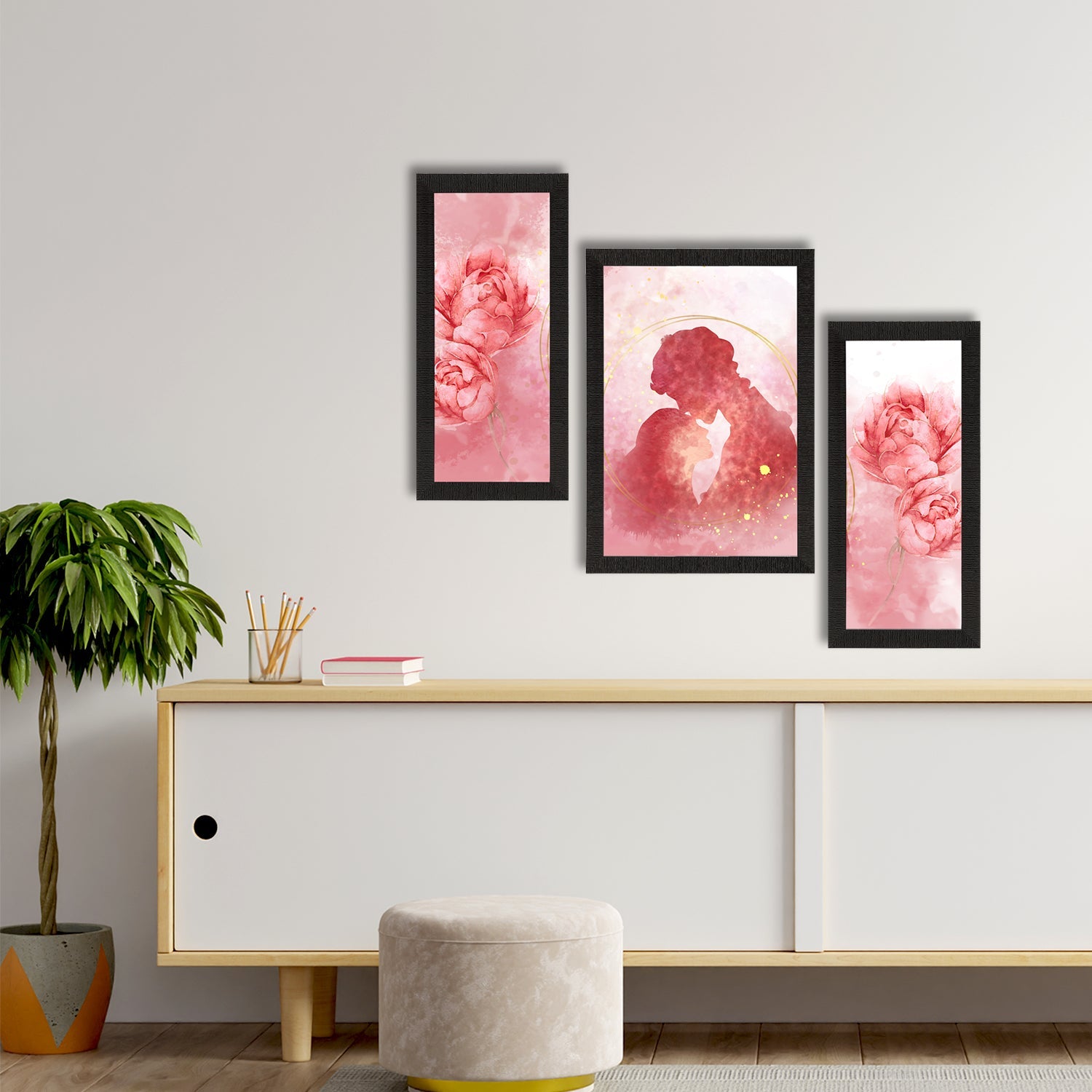 Set of 3 Loving Couple Satin Matt Texture UV Art Painting Kafalo