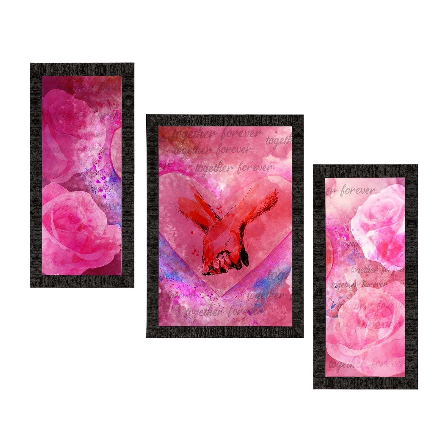 Set of 3 Together Forever Valentine Theme Satin Matt Texture UV Art Painting Kafalo