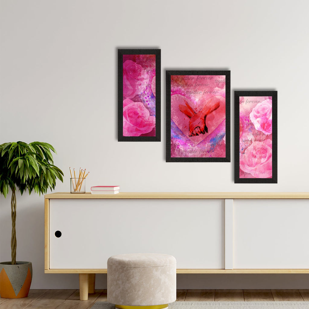 Set of 3 Together Forever Valentine Theme Satin Matt Texture UV Art Painting Kafalo