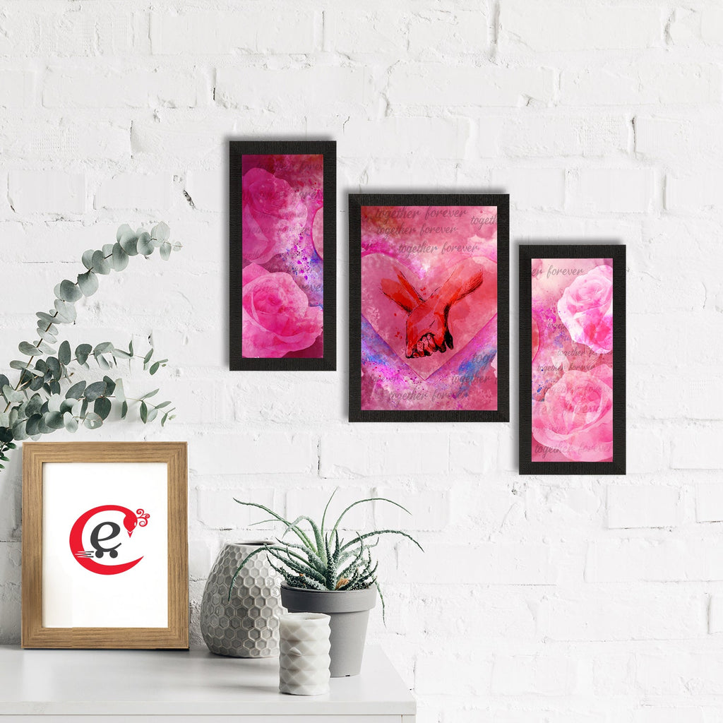 Set of 3 Together Forever Valentine Theme Satin Matt Texture UV Art Painting Kafalo