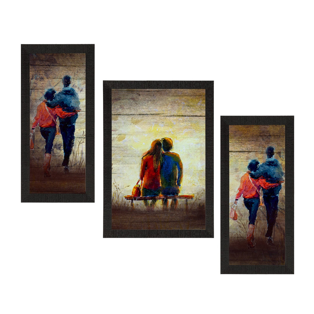 Set of 3 Loving Couple Valentine Theme Satin Matt Texture UV Art Painting Kafalo