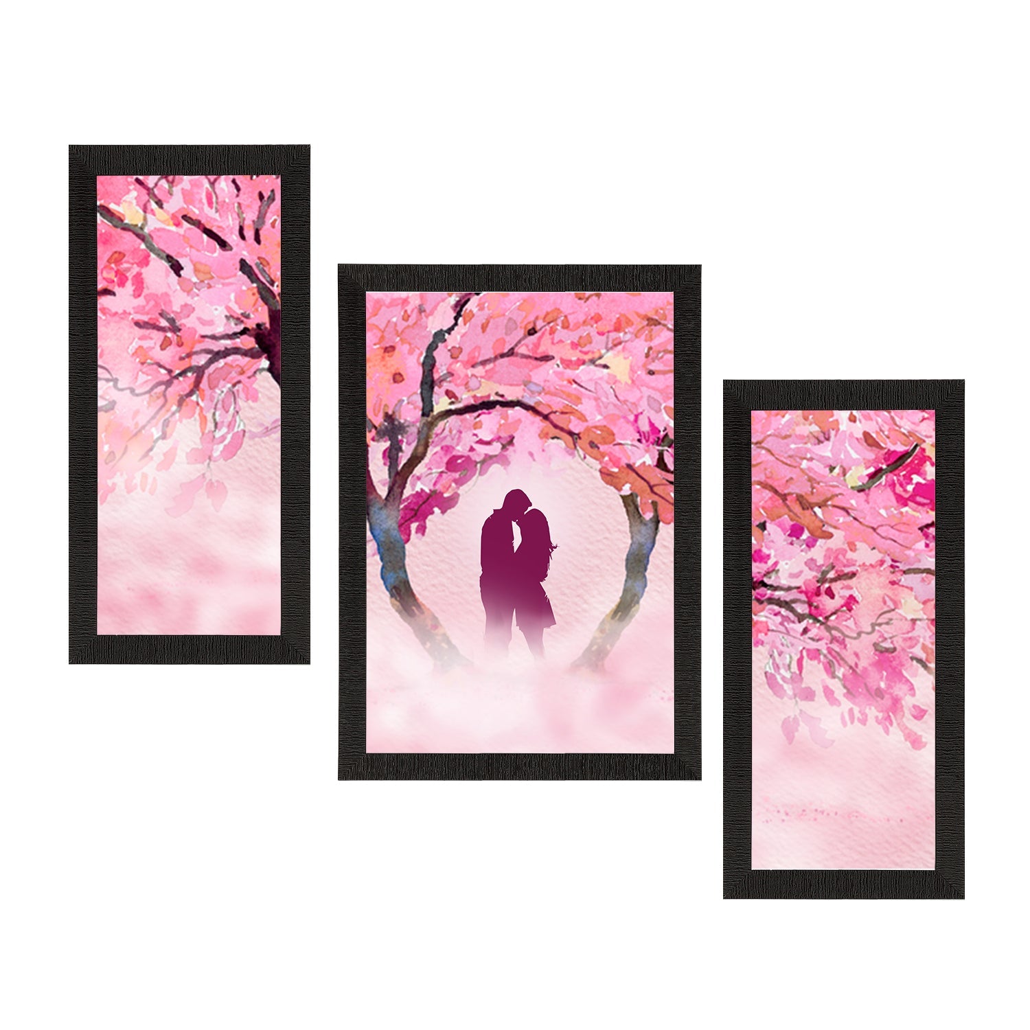 Set of 3 Kissing Couple Satin Matt Texture UV Art Painting Kafalo