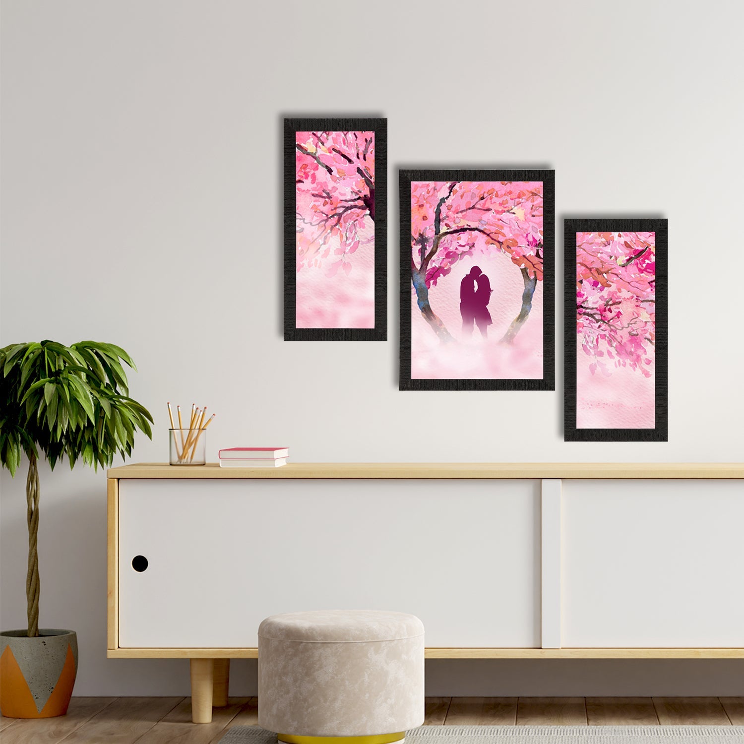Set of 3 Kissing Couple Satin Matt Texture UV Art Painting Kafalo