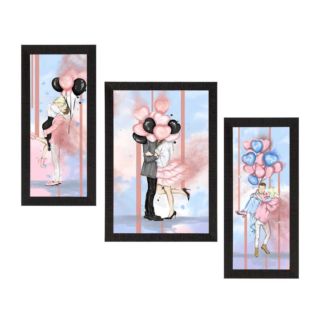 Set of 3 Romantic Couple Satin Matt Texture UV Art Painting Kafalo