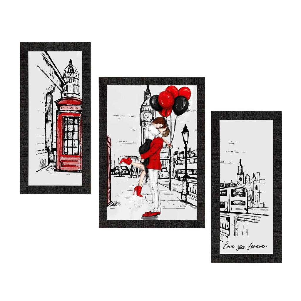Set of 3 Kissing Couple Satin Matt Texture UV Art Painting Kafalo
