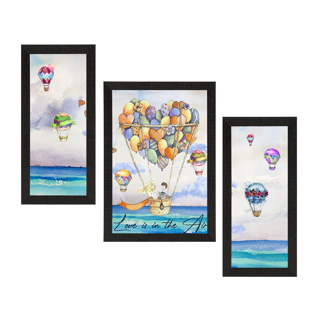 Set of 3 Love is in the Air Balloon Theme Satin Matt Texture UV Art Painting Kafalo
