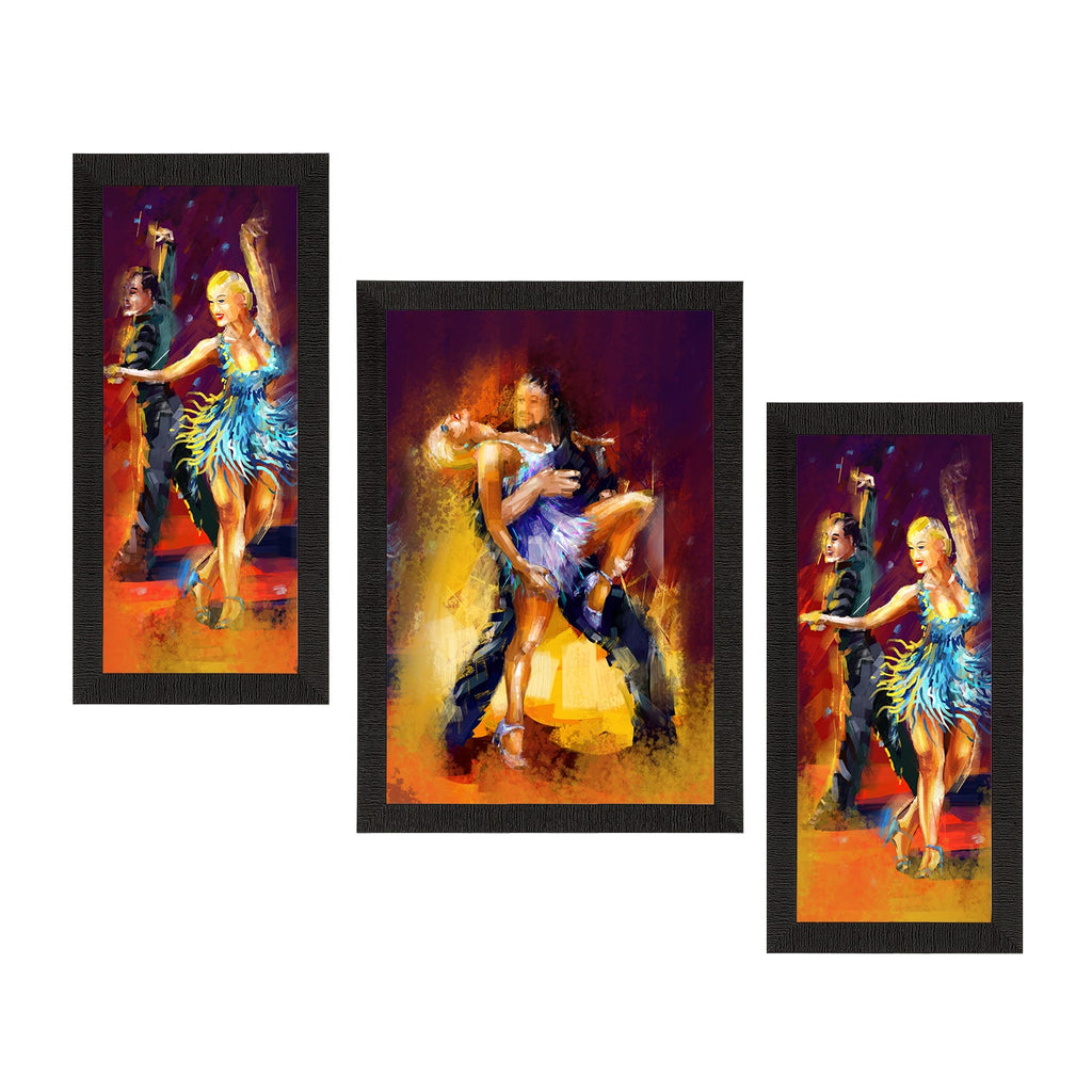 Set of 3 Dancing Couple Satin Matt Texture UV Art Painting Kafalo