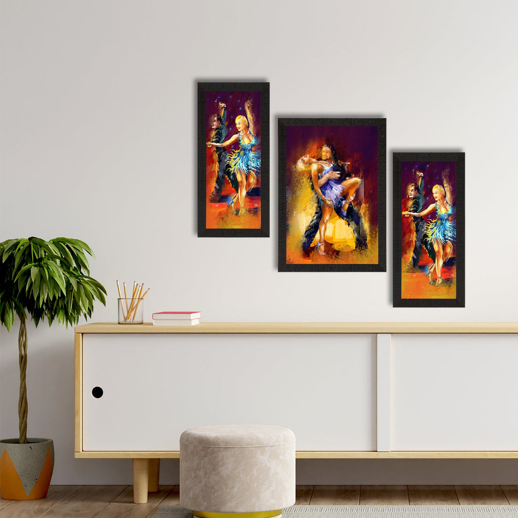 Set of 3 Dancing Couple Satin Matt Texture UV Art Painting Kafalo