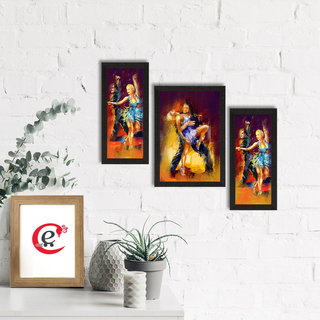 Set of 3 Dancing Couple Satin Matt Texture UV Art Painting Kafalo