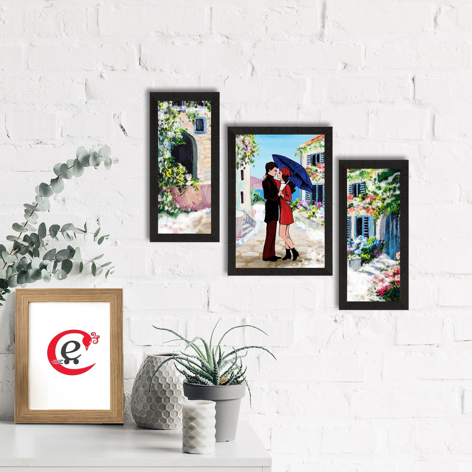 Set of 3 Loving Couple Satin Matt Texture UV Art Painting Kafalo