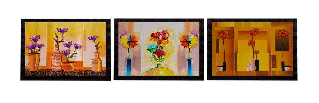 Set Of 3 Gorgeous Vase Flower Satin Matt Texture UV Art Painting Kafalo