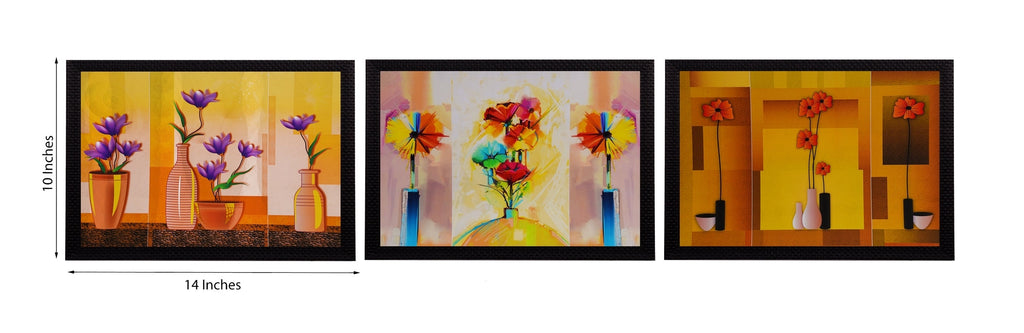 Set Of 3 Gorgeous Vase Flower Satin Matt Texture UV Art Painting Kafalo