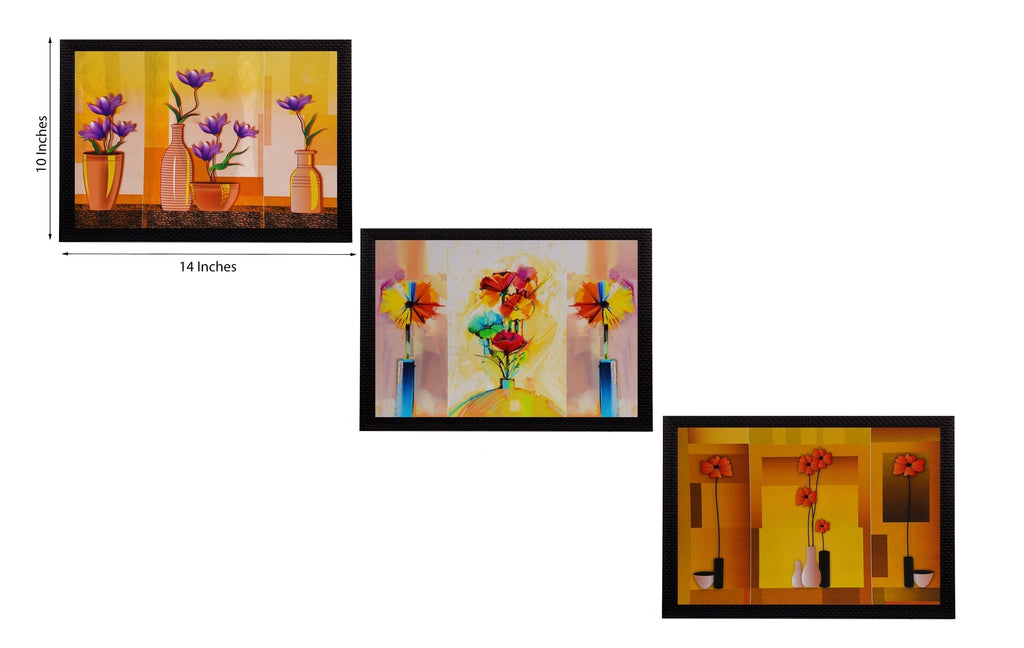 Set Of 3 Gorgeous Vase Flower Satin Matt Texture UV Art Painting Kafalo
