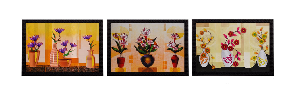 Set Of 3 Gorgeous Geometrical Flower Satin Matt Texture UV Art Painting Kafalo