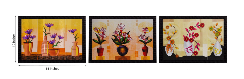 Set Of 3 Gorgeous Geometrical Flower Satin Matt Texture UV Art Painting Kafalo